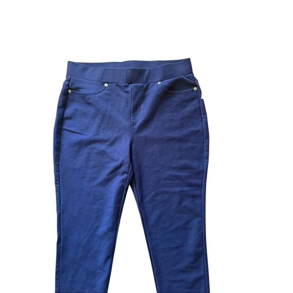 NWT Michael Kors Womens True Navy Pull-on Stretch Twill Jegging Pants Size Large